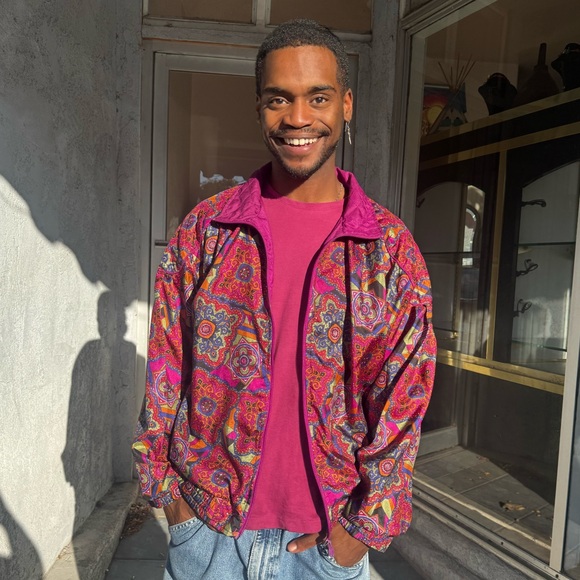 Vintage 80s Lavon Women’s L Quilted Paisley Print Zip Jacket Magenta Liner - Picture 3 of 8